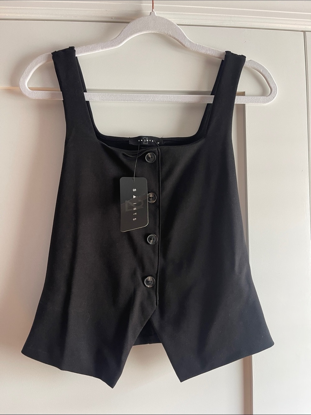 Saints Black Button-Front Square Neck Camisole